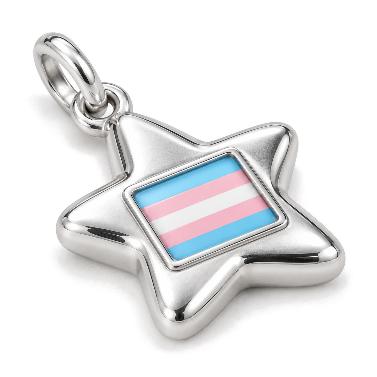Trans Pride Star Charm — Silver Super Macro | charm-topics-remaining-444-2026-09-14 | topic-308