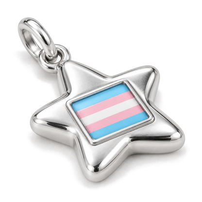 Trans Pride Star Charm — Silver Super Macro | charm-topics-remaining-444-2026-09-14 | topic-308