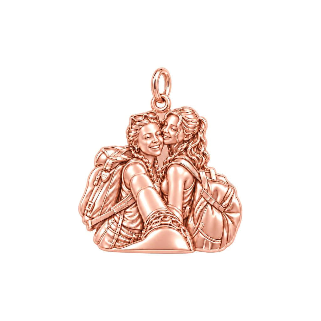 Travel Buddies Forever Charm Bracelet – Personalized Besties Gift – rose gold charm, front view