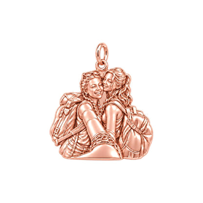 Travel Buddies Forever Charm Bracelet – Personalized Besties Gift – rose gold charm, front view