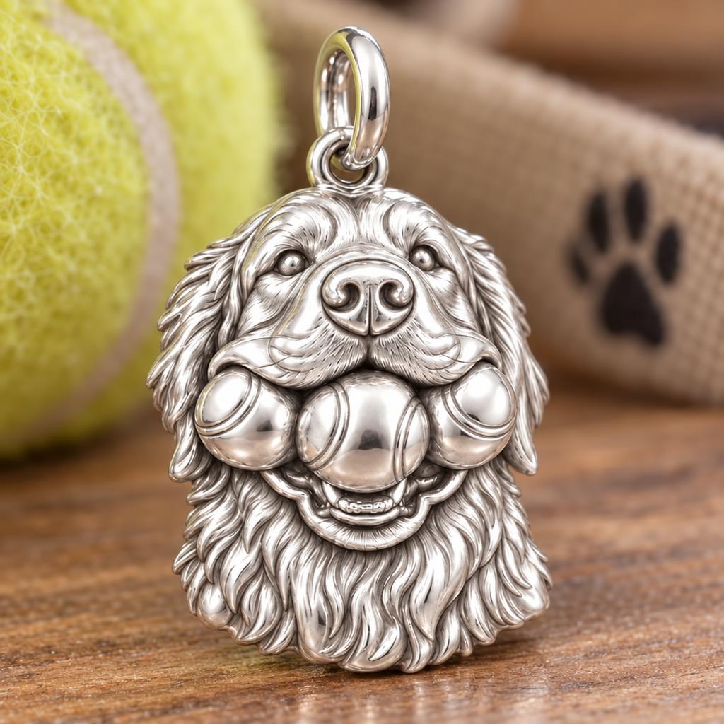 Triple Tennis Ball Golden Retriever Charm and Polyester Cord Bracelet Set
