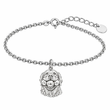 Triple Tennis Ball Golden Retriever Charm Bracelet Set – silver, front view