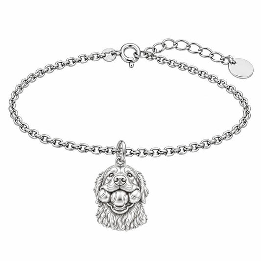 Triple Tennis Ball Golden Retriever Charm Bracelet Set – silver, front view