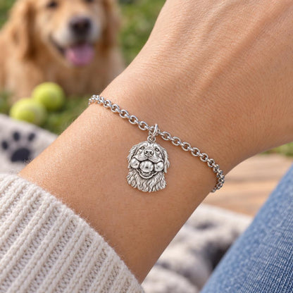 Triple Tennis Ball Golden Retriever Charm Bracelet Set – worn / in use