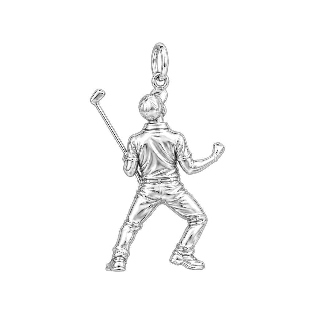 Triumphant Golfer Victory Charm Bracelet – Personalized Dad Gift – back of the charm, engraving area