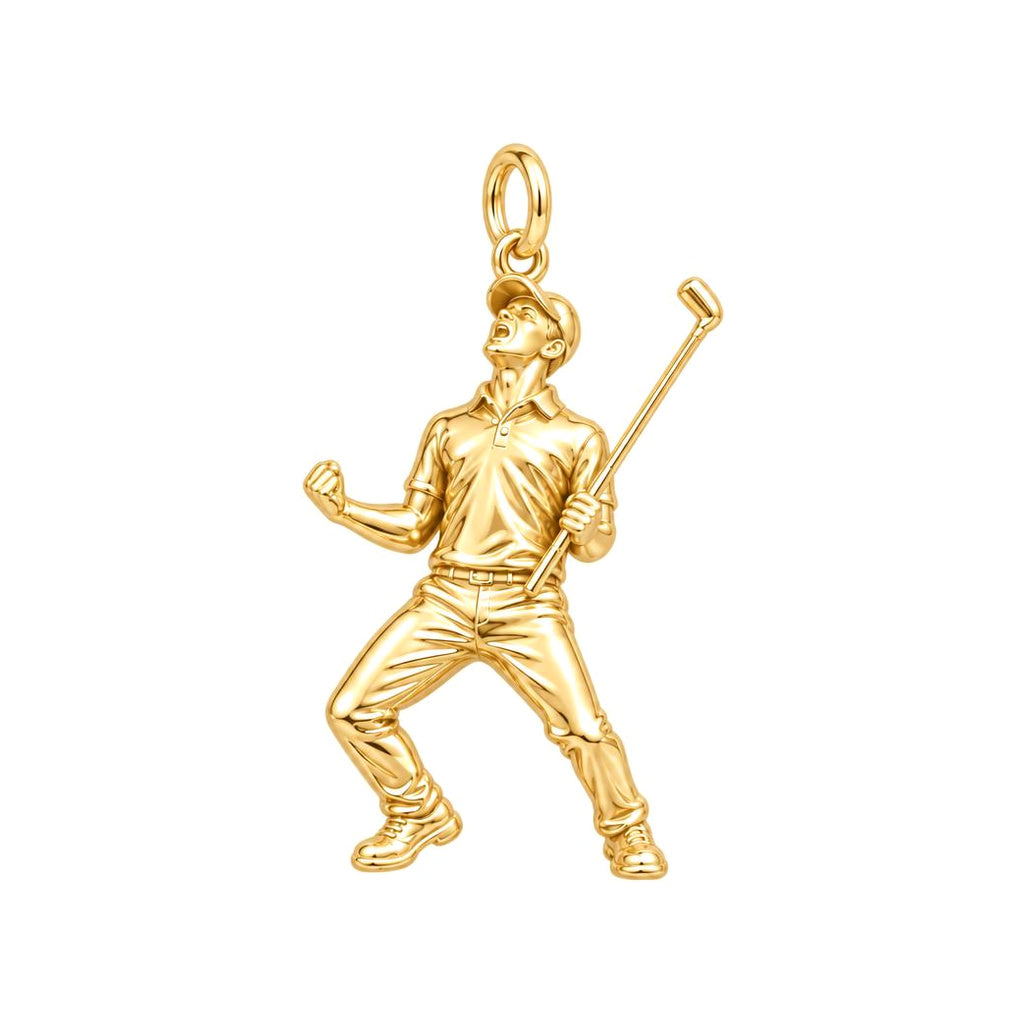 Triumphant Golfer Victory Charm Bracelet – Personalized Dad Gift – 18K gold charm, front view