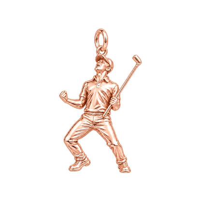 Triumphant Golfer Victory Charm Bracelet – Personalized Dad Gift – rose gold charm, front view