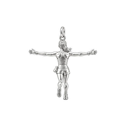 Triumphant Runner Charm Bracelet – Personalized Athlete Gift – back of the charm, engraving area
