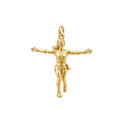Triumphant Runner Charm Bracelet – Personalized Athlete Gift – 18K gold plated 2 cm charm, front view