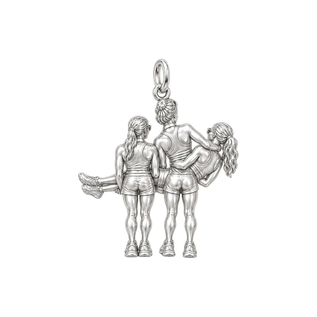 Triumphant Team Finish Charm Bracelet – Personalized Athlete Gift – back of the charm, engraving area
