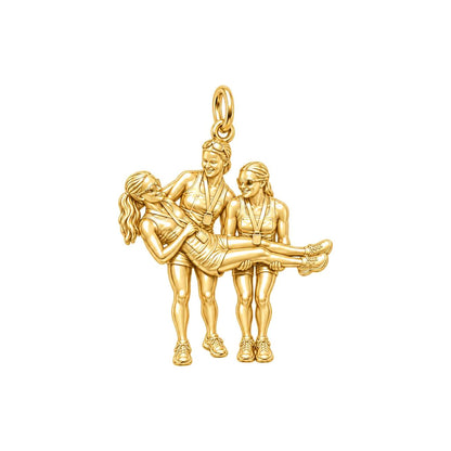 Triumphant Team Finish Charm Bracelet – Personalized Athlete Gift – 18K gold charm, front view
