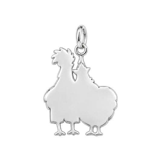 Tropical Chicken Couple Charm Bracelet – Personalized Couple Gift – back of the charm, engraving area