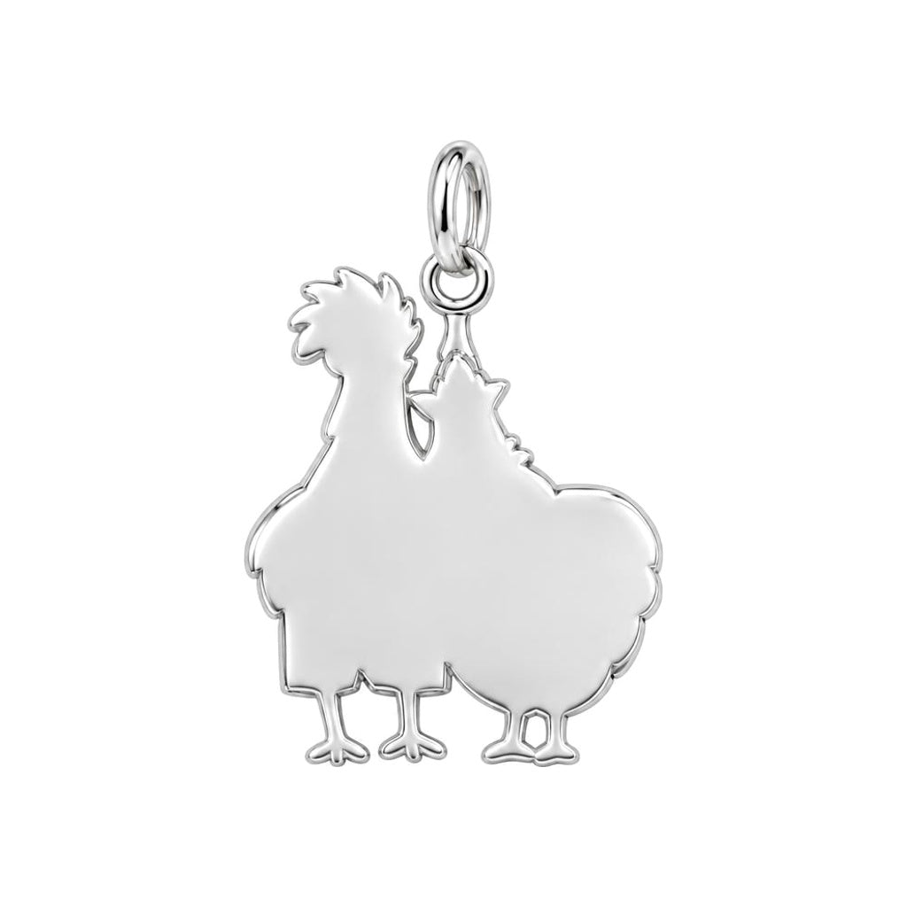 Tropical Chicken Couple Huggie Charm Earrings – back of the charm, engraving area