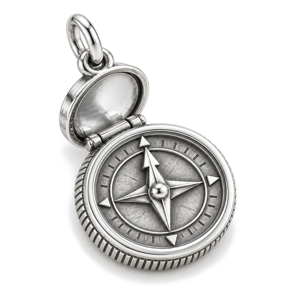 True North Compass Charm — Silver Super Macro | charm-topics-remaining-444-2026-09-14 | topic-269