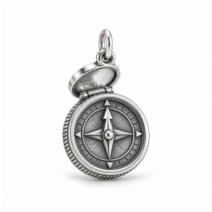 True North Compass Charm — Silver | charm-topics-remaining-444-2026-09-14 | topic-269