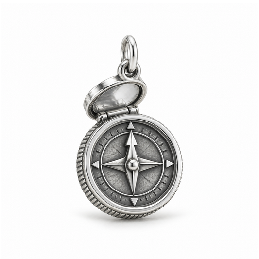 True North Compass Charm — Silver | charm-topics-remaining-444-2026-09-14 | topic-269