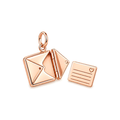 Tucked Away Love Letter Charm Bracelet – Personalized Mom Gift – rose gold charm, front view