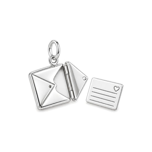 Tucked Away Love Letter Charm Bracelet – Personalized Mom Gift – silver charm, front view