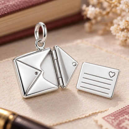 Tucked Away Love Letter Charm Bracelet – Personalized Mom Gift – macro detail of the charm