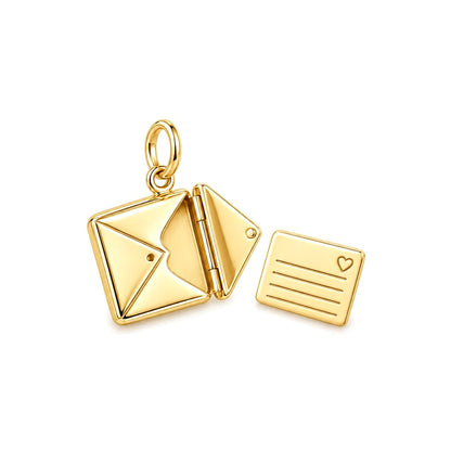 Tucked Away Love Letter Charm Bracelet – Personalized Mom Gift – 18K gold charm, front view