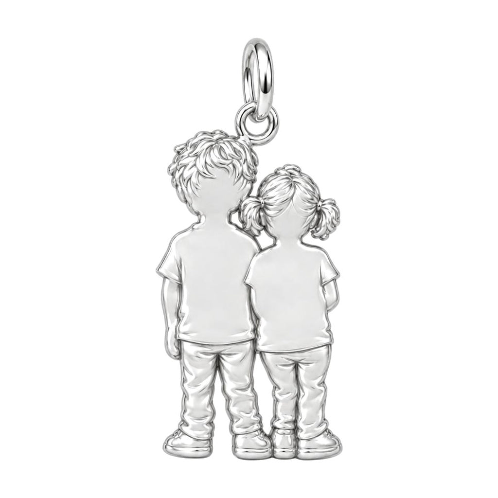 Tucked In Siblings Charm Bracelet – Personalized Mom Gift – back of the charm, engraving area