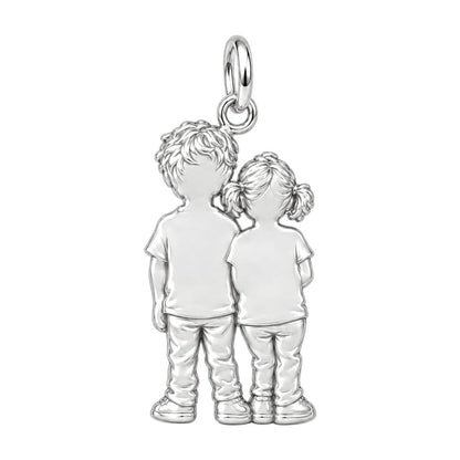 Tucked In Siblings Charm Bracelet – Personalized Mom Gift – back of the charm, engraving area