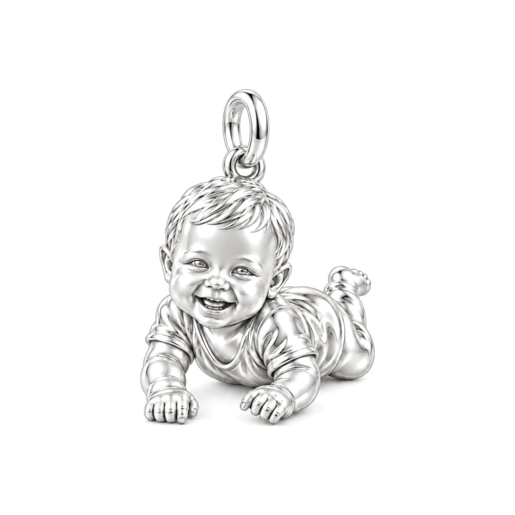 Tummy Time Joy Charm Bracelet – Personalized Mom Gift – silver charm, front view