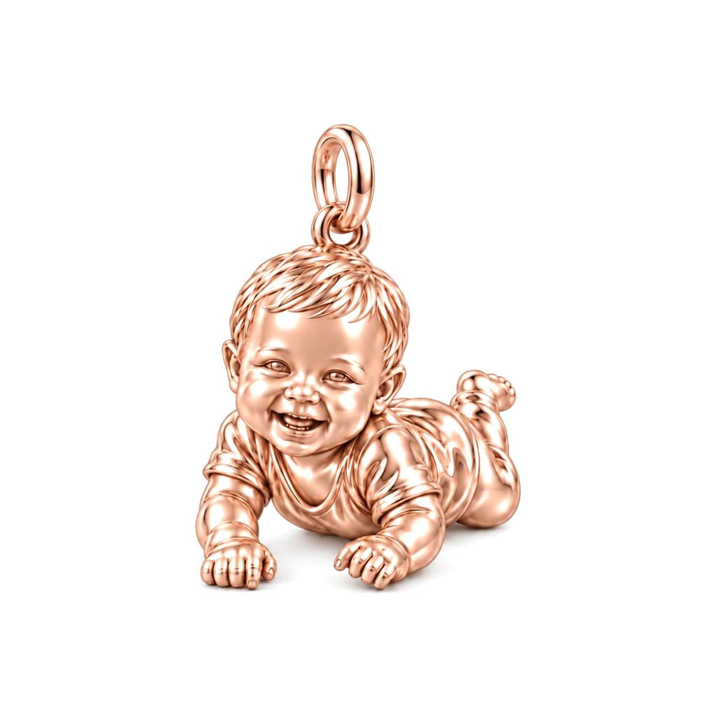Tummy Time Joy Charm Bracelet – Personalized Mom Gift – rose gold charm, front view