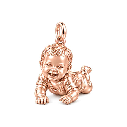 Tummy Time Joy Charm Bracelet – Personalized Mom Gift – rose gold charm, front view