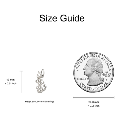 Twisted Candle and Flame Charm — Size Guide — 13 mm body excluding bail and rings — 50-works-silver-20260916-52