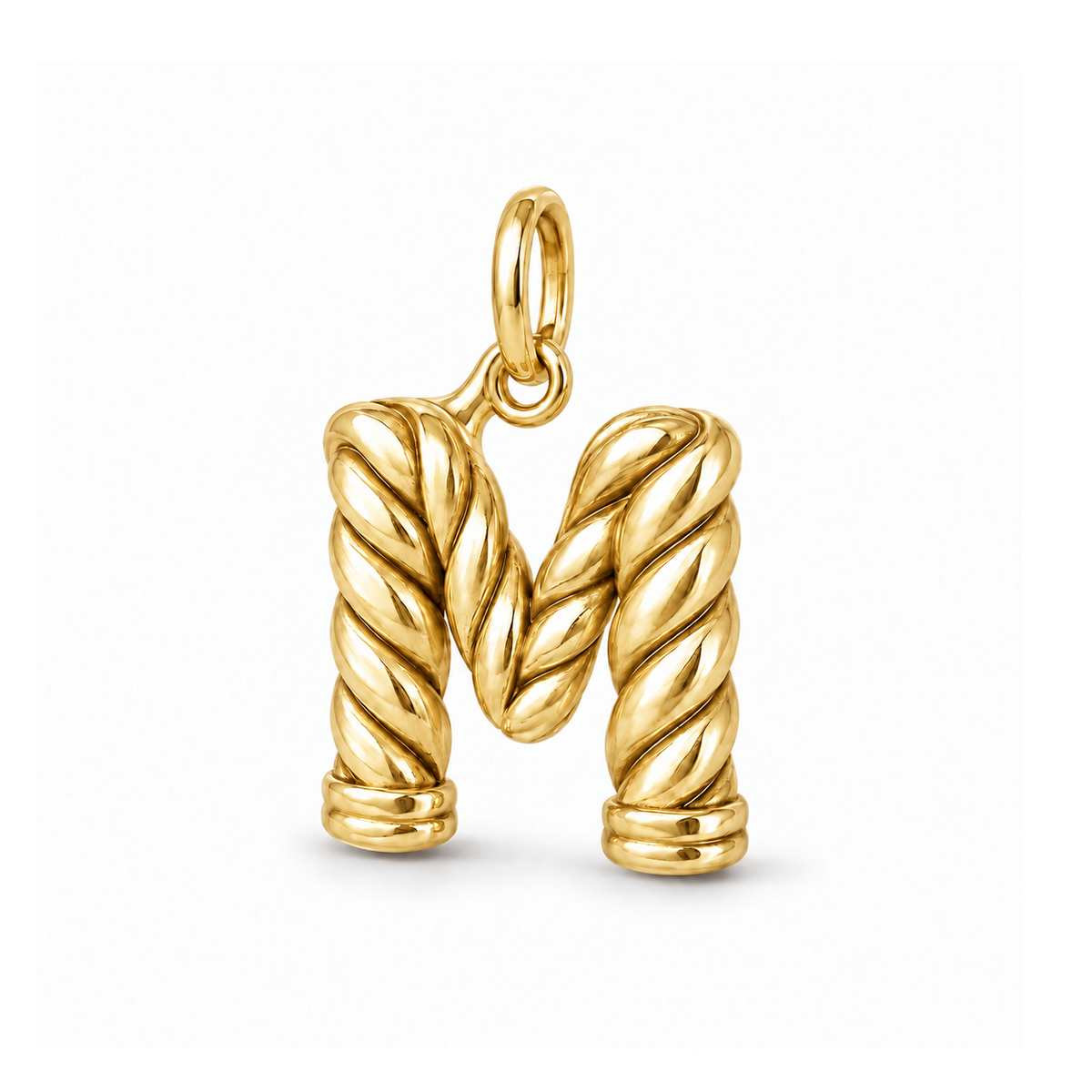Twisted Rope Letter M Charm — Gold | charm-topics-remaining-444-2026-09-14 | topic-333