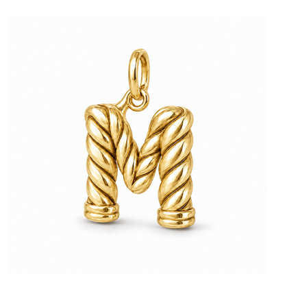 Twisted Rope Letter M Charm — Gold | charm-topics-remaining-444-2026-09-14 | topic-333