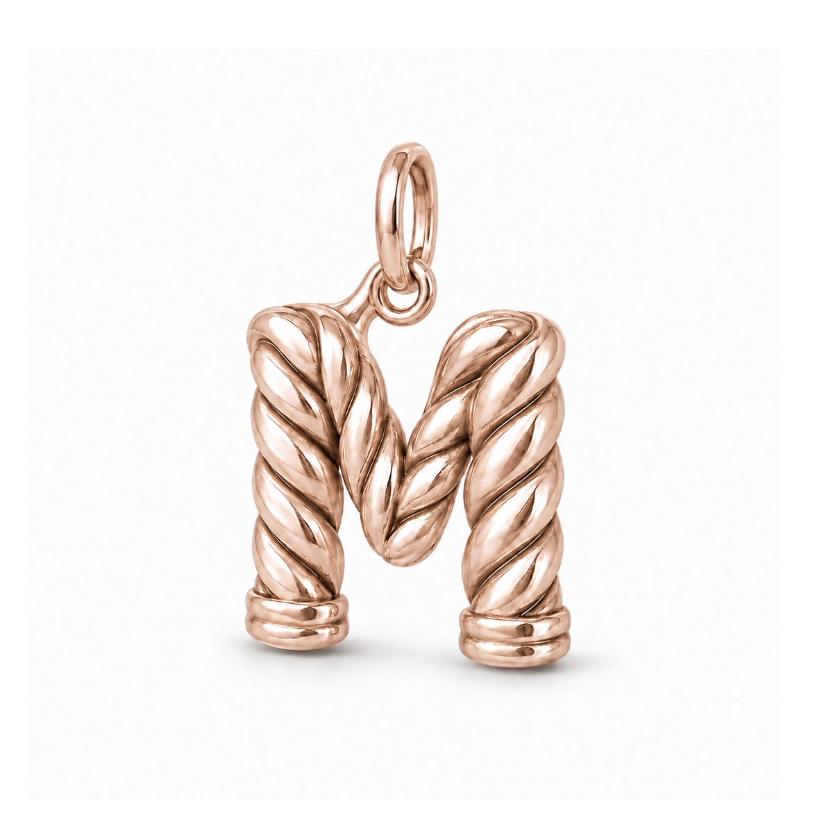 Twisted Rope Letter M Charm — Rose Gold | charm-topics-remaining-444-2026-09-14 | topic-333