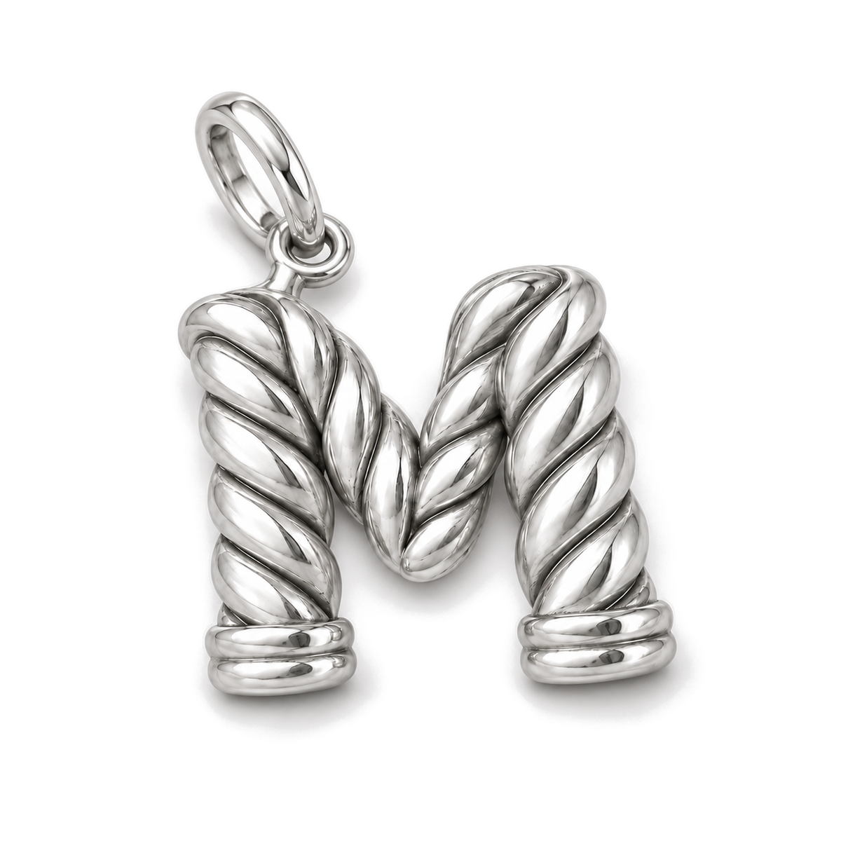 Twisted Rope Letter M Charm — Silver Super Macro | charm-topics-remaining-444-2026-09-14 | topic-333