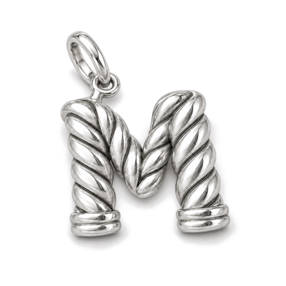 Twisted Rope Letter M Charm — Silver Super Macro | charm-topics-remaining-444-2026-09-14 | topic-333