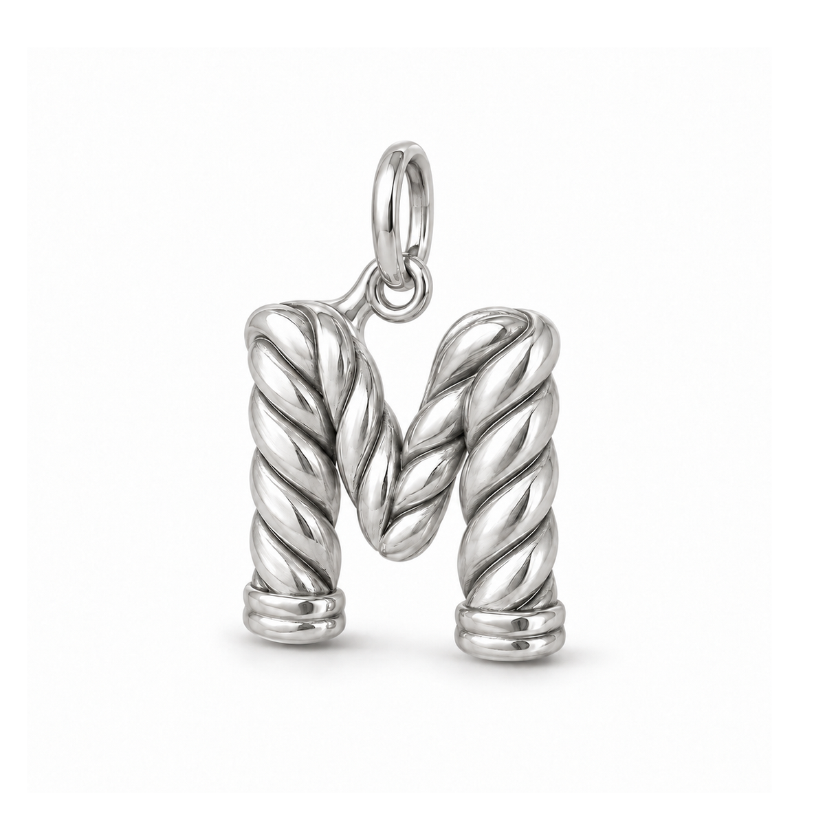 Twisted Rope Letter M Charm — Silver | charm-topics-remaining-444-2026-09-14 | topic-333
