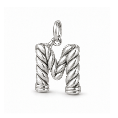 Twisted Rope Letter M Charm — Silver | charm-topics-remaining-444-2026-09-14 | topic-333