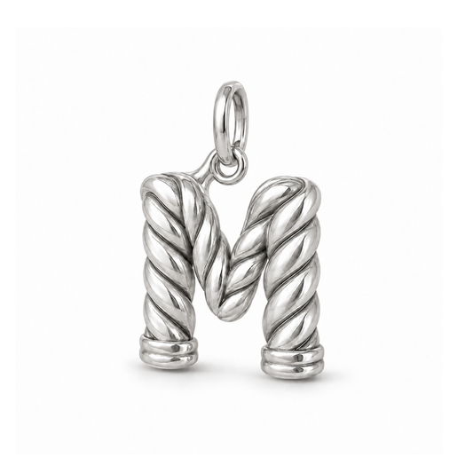Twisted Rope Letter M Charm — Silver | charm-topics-remaining-444-2026-09-14 | topic-333