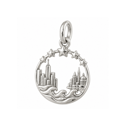 Two Cities Linked by Stars Charm — Silver — 50-works-silver-20260916-130