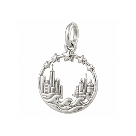 Two Cities Linked by Stars Charm — Silver — 50-works-silver-20260916-130