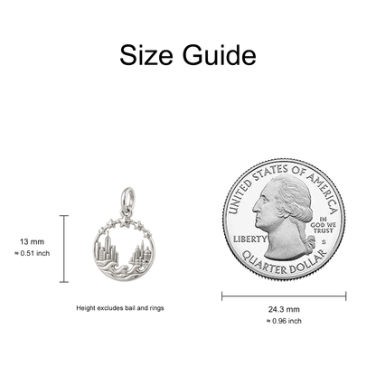 Two Cities Linked by Stars Charm — Size Guide — 13 mm body excluding bail and rings — 50-works-silver-20260916-130