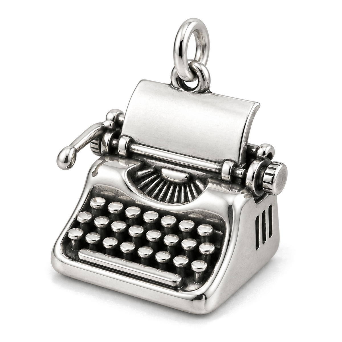 Typewriter Charm — Silver Super Macro | charm-topics-remaining-444-2026-09-14 | topic-104