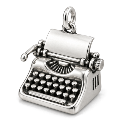Typewriter Charm — Silver Super Macro | charm-topics-remaining-444-2026-09-14 | topic-104