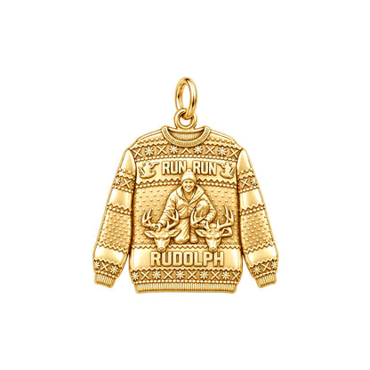 Ugly Hunting Sweater Charm Bracelet – Personalized Hunter Gift – 18K gold plated 3 cm charm, front view
