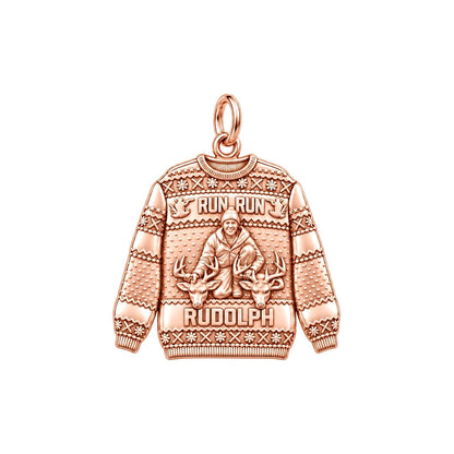 Ugly Hunting Sweater Charm Bracelet – Personalized Hunter Gift – rose gold 3 cm charm, front view