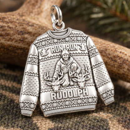 Ugly Hunting Sweater Charm Bracelet – Personalized Hunter Gift – macro detail of the charm