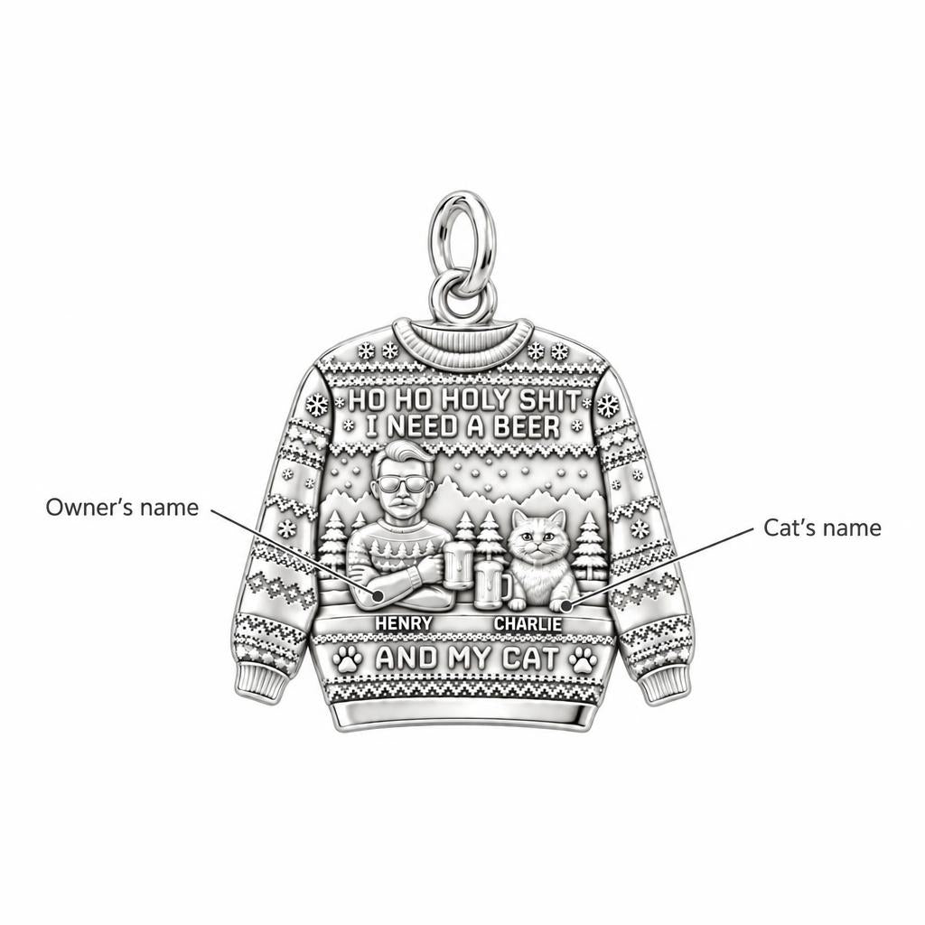 Ugly Sweater Beer And Cat Charm Bracelet – Personalized Gift – personalization guide