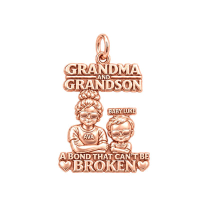 Unbreakable Bond Charm Bracelet – Personalized Grandma Gift – rose gold 3 cm charm, front view