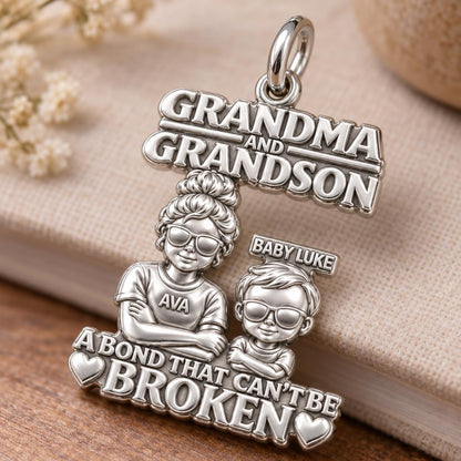 Unbreakable Bond Charm Bracelet – Personalized Grandma Gift – macro detail of the charm