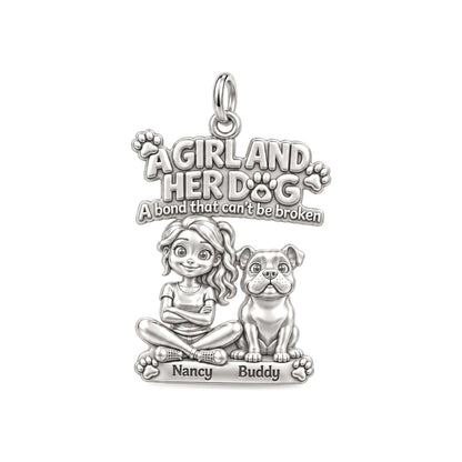 Unbroken Bond Charm Bracelet – Personalized Dog Mom Gift – silver plated 3 cm charm, front view